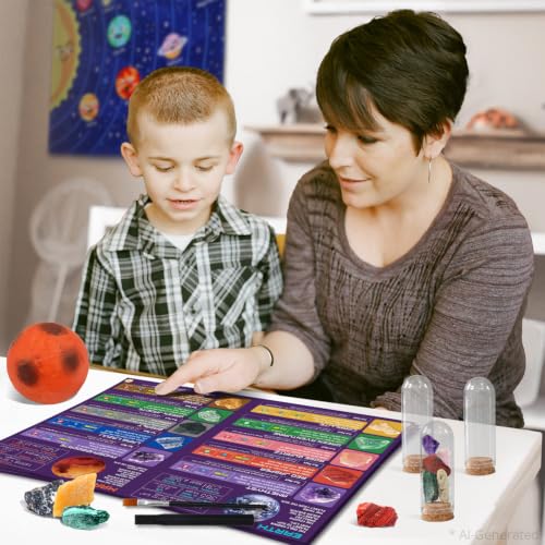 PIBEX Solar System Gemstone Dig Kit, 15 Rocks & Minerals with Planet Mat - size: 3 Planets (15 Stones)