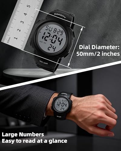 CakCity Digital Watch Mens, Waterproof Sport Wristwatch, Referee Stopwatch - color: Black