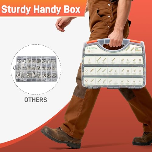 Quibbay 924Pcs Grade 8 Bolts and Nuts Assortment Kit, 1/4-20, 5/16-18, 3/8-16, 1/2-13 Heavy Duty Hex SAE Assorted Bolts Nuts and Washers Kit, Carbon Steel Machine Hardware Screw Sets with Case - size: 924PCS 1/4-20 5/16-18 3/8-16 1/2-13