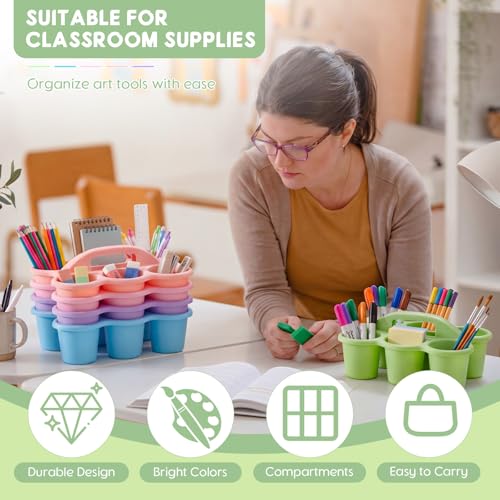 5 Pack Classroom Caddy with Handle Pastel Classroom Table Caddy