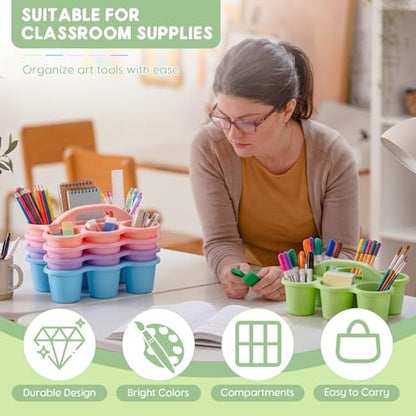5 Pack Classroom Caddy with Handle Pastel Classroom Table Caddy