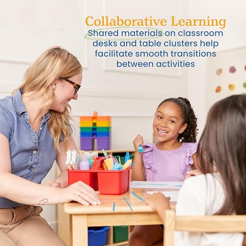 ECR4Kids 3-Compartment Small Storage Caddy Organizer, 6-Pack, Primary - color: Primary