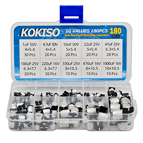 10 Values 180 Pcs SMD Aluminum Electrolytic Capacitors Kit
