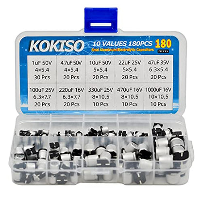10 Values 180 Pcs SMD Aluminum Electrolytic Capacitors Kit