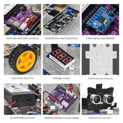 OSOYOO V3 Robot Car Starter Kit for Arduino UNO, WiFi & Bluetooth Smart Robotics Kit with Line Tracking, Ultrasonic Obstacle Avoidance, MPU6050, IR Remote, STEM Coding Learning Kit for Beginners