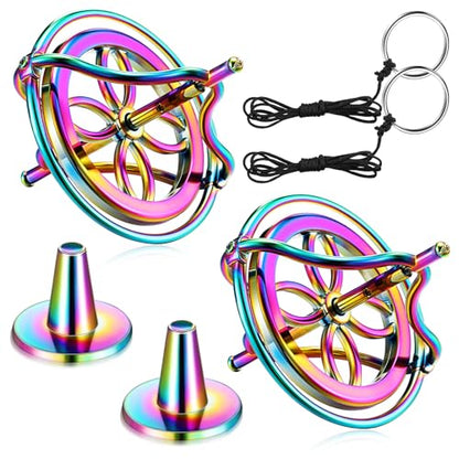 meekoo 2 Pcs Gyroscope Toys, Metal Anti Gravity Top, Colorful - style: Colorful