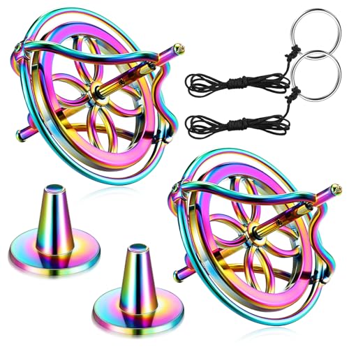 meekoo 2 Pcs Gyroscope Toys, Metal Anti Gravity Top, Colorful - style: Colorful