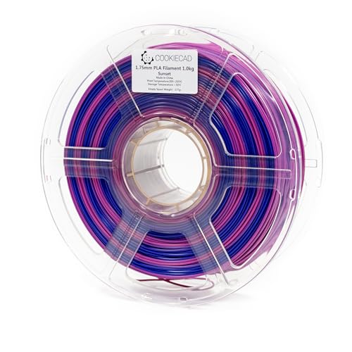 Cookiecad PLA Filament Rainbow Gradient, Sunset, 1.75mm 1kg for 3D Printer - color: Sunset (Pink, Purple & Blue)
