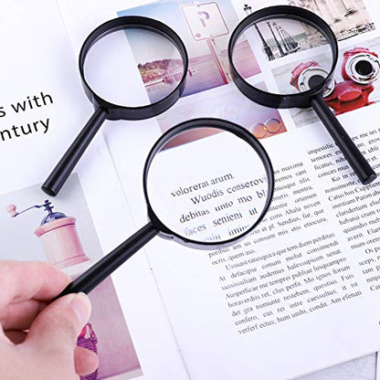 ADXCO 24 Pack Handheld Magnifier Plastic Magnifying Glass Portable Reading Magnifiers Plastic Magnifying Glasses with Storage Bag for Reading Jewelry Home Office Desk Accessories, Book, Magazine
