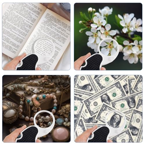 Magnifying Glass with Light, 5X Pocket Magnifier, Lightweight LED Illuminated Magnifying Glass for Reading, Macular Degeneration, Inspection, Jewellery, Coins, Hobbies & Crafts