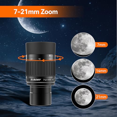 SVBONY SV135 Telescope Eyepiece, 40-60°Field of View, 7-21mm Zoom Eyepiece - size: 40-60°