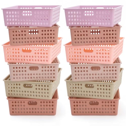 Geetery 12 Pack Classroom Storage Baskets with Handle,Terrazzo Color - color: Terrazzo Color
