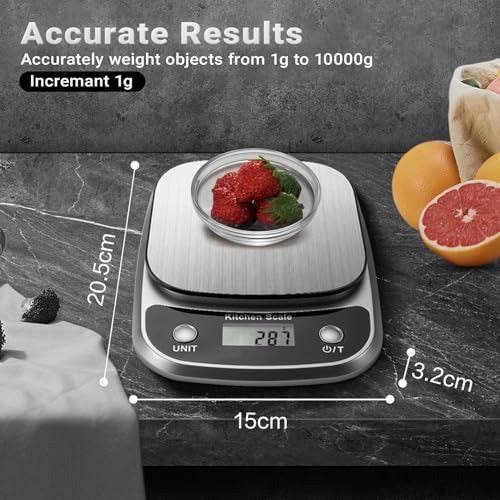 GRAM PRES Food Kitchen Scale Digital Weight Grams and Oz 10kg/1g - color: Silver-K1905-10kg