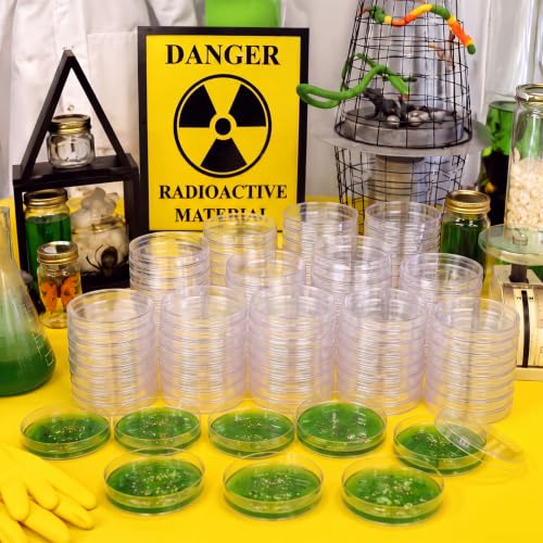 Kingdder 36 Pack Halloween Mad Scientist Decorations, Plastic Petri Dishes