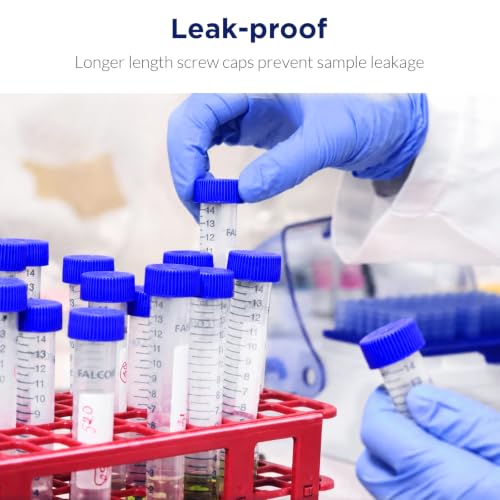Conical Centrifuge Tubes 15mL, 50 Pcs Sterile Test Tubes with Screw Cap - size: 15mL