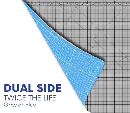 Proartek PK00076 Professional Cutting Mat, HM3042, 30 x 42 Inches; Self-Healing, Double-Sided Blue/Gray Mat for Quilting, Sewing, Hobbies & Crafting - size: 42"L x 30"W