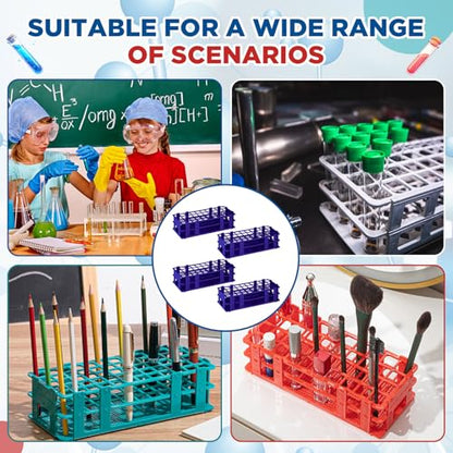 CroBlissful 4 Pcs 40 Hole Plastic Test Tube Rack Lab Holder Rack for 16mm/20mm Tube Detachable, Blue - color: Blue, size: 40 Hole