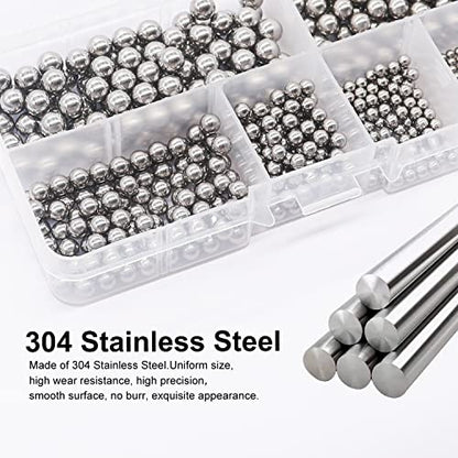weideer 430pcs Stainless Steel Precision Steel Balls Bicycle Bearing Balls Metal Mixing Balls Assortment Kit 1/4" 7/32" 3/16" 5/32" 1/8" 3/32" K-086-430 - size: SS 6size 430PCS SAE