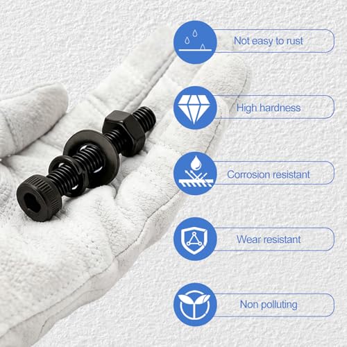 520Pcs M4 Screw Kit, Hex Socket Head Cap M4 Screws, M4 Bolts Nuts Washers - color: Black, size: Black M4--520 Pcs
