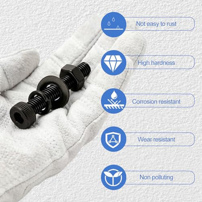 520Pcs M4 Screw Kit, Hex Socket Head Cap M4 Screws, M4 Bolts Nuts Washers - color: Black, size: Black M4--520 Pcs