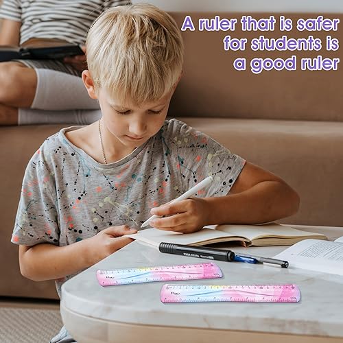 Grevosea 2 Pieces Flexible Ruler, 20cm/8inch Plastic Ruler Shatterproof Straight Edge Ruler Soft Bendable Ruler for School Classroom Office Kids & Adults (8inch) - size: 8inch