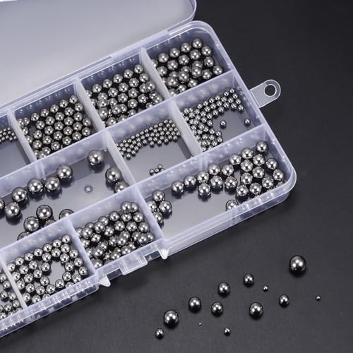 uxcell 600pcs Precision Ball Assortment Kit 1mm 2mm 5mm 5.5mm 6mm 7mm 8mm