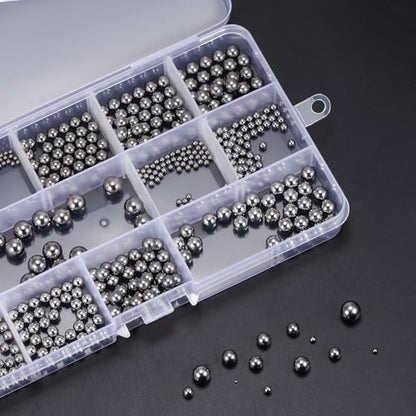 uxcell 600pcs Precision Ball Assortment Kit 1mm 2mm 5mm 5.5mm 6mm 7mm 8mm