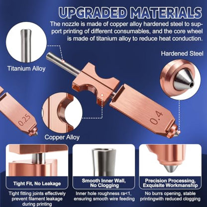 2PCS 0.25/0.4MM AD5X Nozzle Kit and 1PCS Hotend Heating Assembly Kit, All Metal Quick-Detachable Nozzle Kit, 600mm/s High-Speed, with 2 Silicone Sock, 2 Nozzle Brush, 20 Cleaning Needles, Tweezer - size: 30PCS
