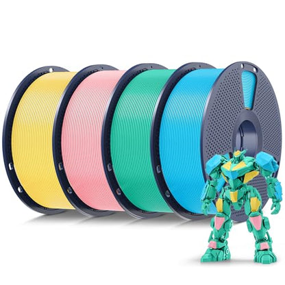 SUNLU PLA 3D Printer Filament, Multicolor, 4-Pack, 4KG Total - color: Sakura Pink+lemon Yellow+mint Green+sky Blue, size: 4 kg