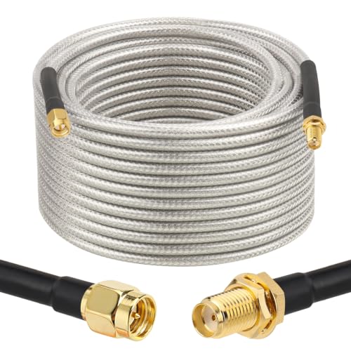 XRDS -RF Low Loss RG58 Coaxial Cable 75FT, SMA Male to SMA Female Bulkhead Extension Cable, Solid Copper 50 Ohm RF Wire for WiFi Antenna Router, 4G LTE Gateway - size: 75FT