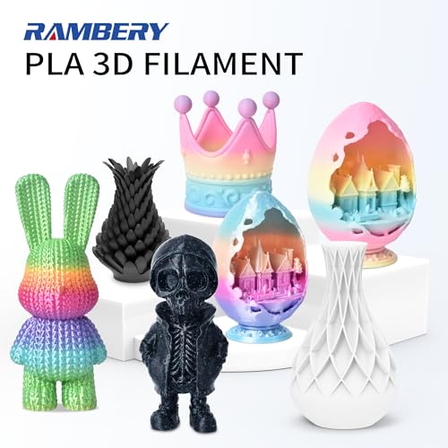 RAMBERY 4KG PLA+ 3D Printer Filament 1.75mm, Toughness Upgraded, 3D Printing Filament Fit Most FDM Printers, PLA Plus Black X 4 Spools - color: Pla+ Black, size: 4KG