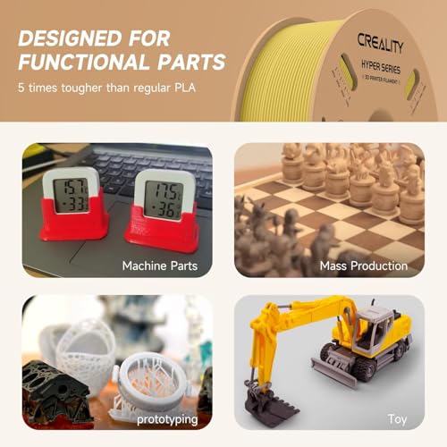 Official CREALITY Hyper PLA Filament 1.75mm, High Speed PLA 30-600mm/s Rapid 3D Printer Filament, Dimensional Accuracy +/-0.02mm,Stronger Toughness, Fit Most FDM 3D Printers, 1KG(2.2lbs) Spool Gold - color: Gold