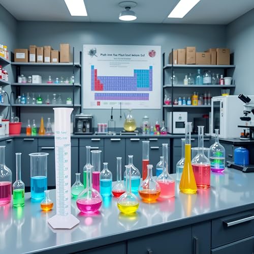 Transparent 100ml Plastic Graduated Cylinder, Measuring Cylinder Set, Science Lab Cylinders, Lab Cylinders Glassware and Labware