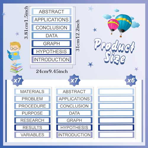 Kolldenn 20 Sheets Self Adhesive Presentation Science Subtitles Blank Science Fair Display Boards Labels Fair Board Supplies Titles for Classroom(Gradient Blue)