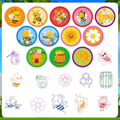Cinrobiye 24 Pcs Bee Stampers Party Favor Set, Cute Honey Bee Stamps for Kids Birthday Party, Classroom Rewards, Carnival Prizes, Goody Bag Fillers, Bee Themed Party Supplies - color: Bee