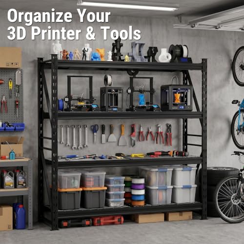 WORKPRO 77-Inch Garage Utility Shelving, 6400 lb Heavy-Duty Rack - size: Sectional77"W X 24"D X 72"H