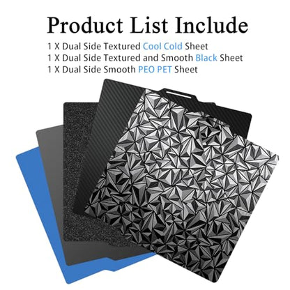 3PK P2S Build Plate for P2S/X2D/P1S/A1/P1P/X1C Dual-Sided Cold Cool Sheet - color: Cold