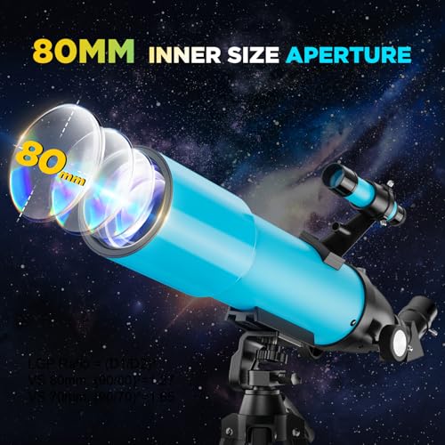 80mm Portable Telescope for Adults & Kids: 150X Scope with 133cm Tripod