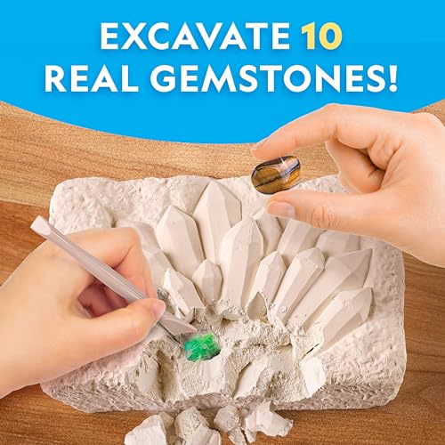 National Geographic Gemstone Dig Kit with 10 Real Gemstones for Kids - style: 10-gem Brick