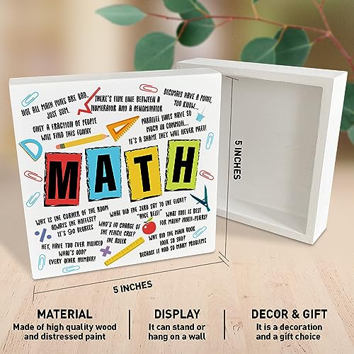Math Teacher Gifts for Women Men, Teacher Birthday Christmas Teacher's Day Gifts, Back to School Teacher Gifts, Teacher Thank You Appreciation Gifts Retirement, The Math Book, Wooden Box Sign - color: Math Teacher