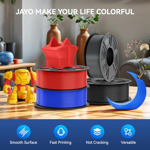 JAYO High Speed PLA 3D Printer Filament Bundle 1.75mm, 1.1kg, 4-Pack - color: 4*1.1kg(black & White & Red & Blue)