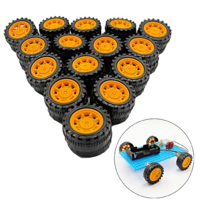 30PCS Toy Car Wheel 2mm Dia Plastic Car Wheel with Metal Shaft Axles for RC Car Truck Robot DIY Model Toy Building Projects (Style 4) - style: Style 4