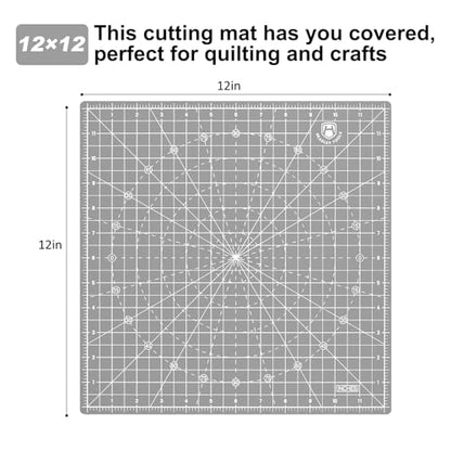Headley Tools 12"x12" Rotating Cutting Mat, Self Healing Mat with 360-Degree Rotation & Anti-Slip Base, Sewing Board Cutting Mat Perfect for Fabric Quilting Leather Hobby Project, Grey - color: Gray, size: 12"L x 12"W