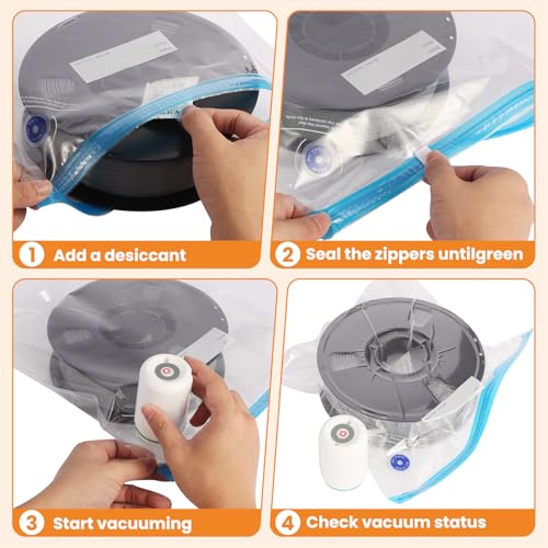 AGPTEK Electric Vacuum Bags for 3D Filament - Moisture Proof Storage Kit with Auto Pump, 20-Pack for PLA ABS PETG Spools