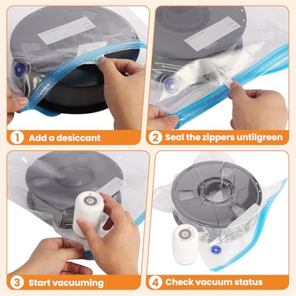 AGPTEK Electric Vacuum Bags for 3D Filament - Moisture Proof Storage Kit with Auto Pump, 20-Pack for PLA ABS PETG Spools