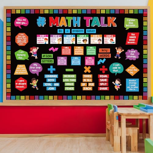 Pajean 85 Pcs Math Talk Bulletin Board Set Math Posters Classroom Decor - style: Math Talk
