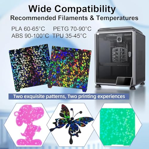 IdeaFormer-3D K1 K1C K1 SE Build Plate Rainbow Confetti PEF+Galaxy PEY Spring Steel Bed Plate with Magnetic Plate 235x235mm for Creality K1C/K1/K1 SE/Ender 3 V3 SE/KE/Ender 3 S1/Pro/Ender 5 S1 - color: Rainbow Confetti PEF+Galaxy PEY