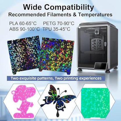 IdeaFormer-3D K1 K1C K1 SE Build Plate Rainbow Confetti PEF+Galaxy PEY Spring Steel Bed Plate with Magnetic Plate 235x235mm for Creality K1C/K1/K1 SE/Ender 3 V3 SE/KE/Ender 3 S1/Pro/Ender 5 S1 - color: Rainbow Confetti PEF+Galaxy PEY