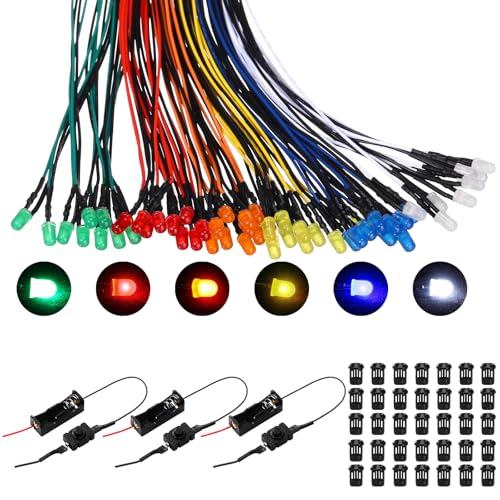 Saysurey 63 Pcs 12 V LED Dollhouse Lights Kit, Miniature LED Lights, 5 mm - size: 5 mm