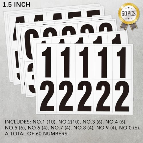 1.5 Inch Self Adhesive Number for Mailbox, Reflective Mailbox Number 60 PCS - color: 60 Numbers, size: 1.5 inch